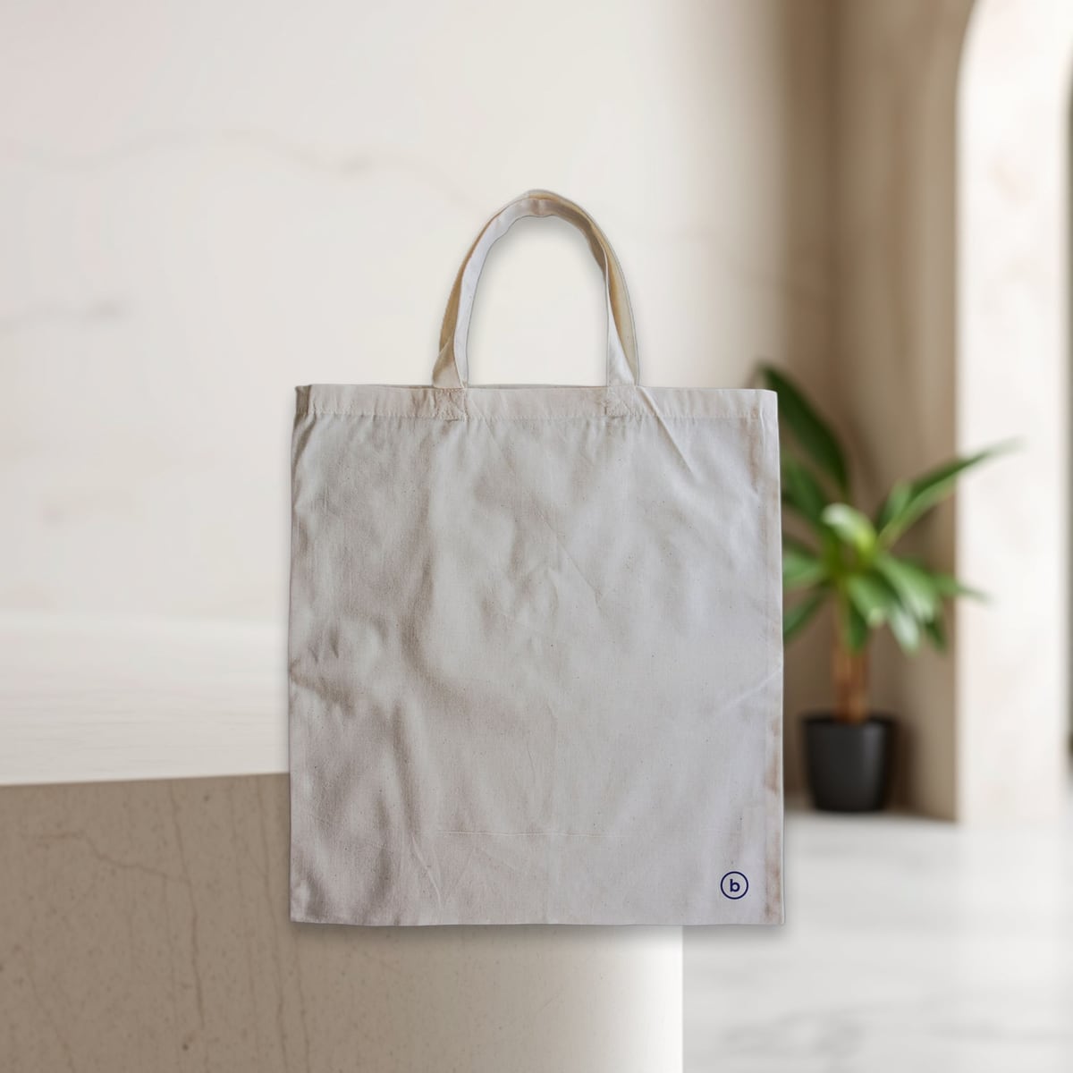 Canvas tote bag, counter scene